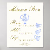 Poster Mimosa Bar Thé nuptial Chine Set bleu blanc dentel (Devant)