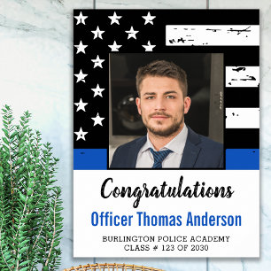 Poster Mince Ligne Bleue Police Officier Parti de Graduat