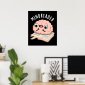 Poster Mince Reader Funny Brain Pun Dark BG (Bureau à domicile)