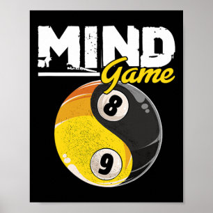 Poster Mind Game Billard Snooker Cue Stick Pool Billiard
