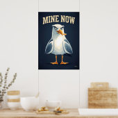 Poster Mine Now Seagull – Funny Cartoon Character Art (Cuisine)