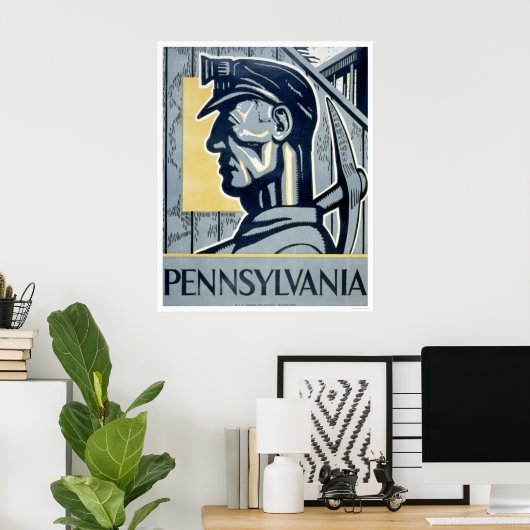 Poster Miner En Pennsylvanie 1937 WPA (Bureau à domicile)