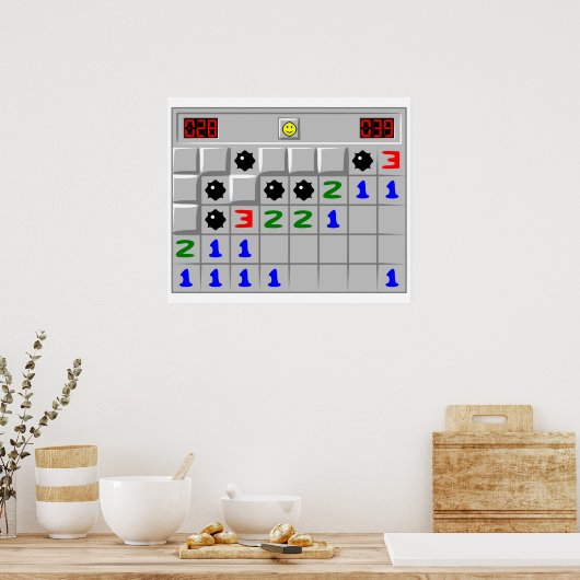 Poster Minesweeper Windows XP Retro Game (Cuisine)