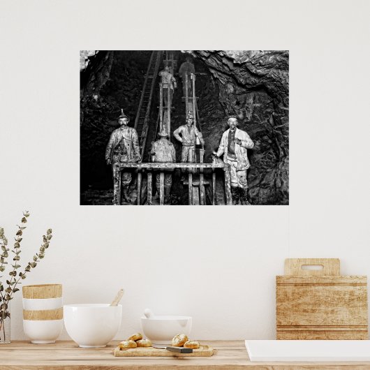 Poster Mineurs au travail dans la mine Quincy c. 1890 (Cuisine)