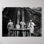 Poster Mineurs au travail dans la mine Quincy c. 1890 (Devant)
