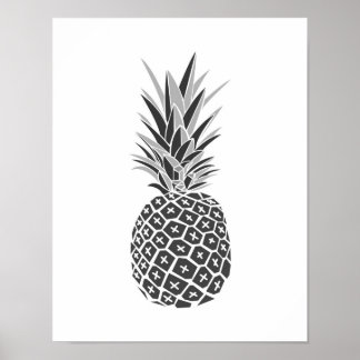 Poster Mini-ananas noir et blanc