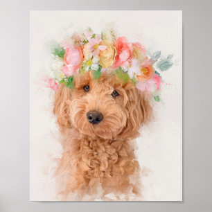 Poster Mini Goldendoodle Portrait de la Couronne de la fl