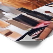 Poster Mini Highland Cow Pink Ruban et produits de beauté (Coin)