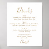 Poster Mini-Mariage Gold Boissons Menu Signer (Devant)