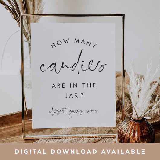 Poster Mini moderne Combien de bonbons de douche Jeu Sign