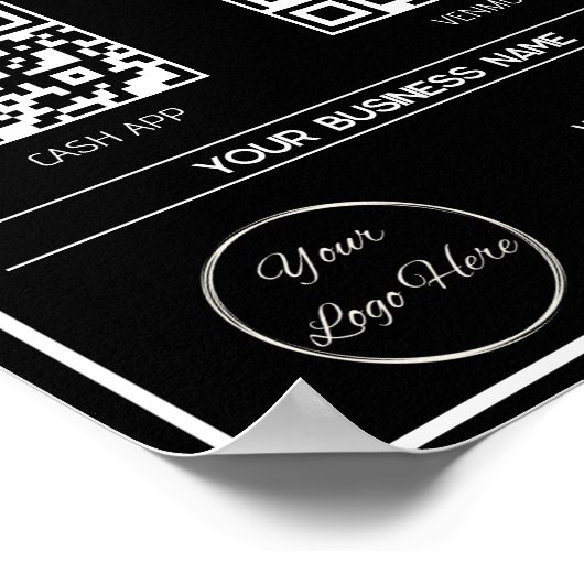 Poster Mini noir 2 QR codes analyse d'entreprise à payer (Coin)