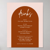 Poster Mini-Terracotta Arch Mariage Boissons Bar Menu (Devant)