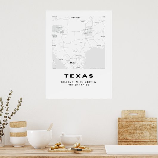 Poster Mini-Texas Map Art (Cuisine)