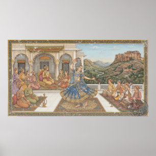 Poster Miniature de la cour moghole vintage, art patrimon