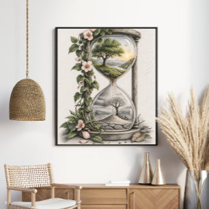 Poster Miniature de montagne dans un ampoule de lampe