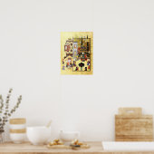 Poster Miniature persane : Salomon et Bilqis ont un Conve (Cuisine)