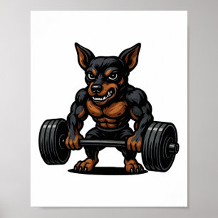 Poster Miniature Pinscher musculation culturiste Worko