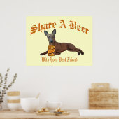 Poster Miniature Pinscher Partager Une Bière (Cuisine)