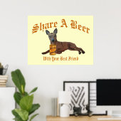 Poster Miniature Pinscher Partager Une Bière (Bureau à domicile)