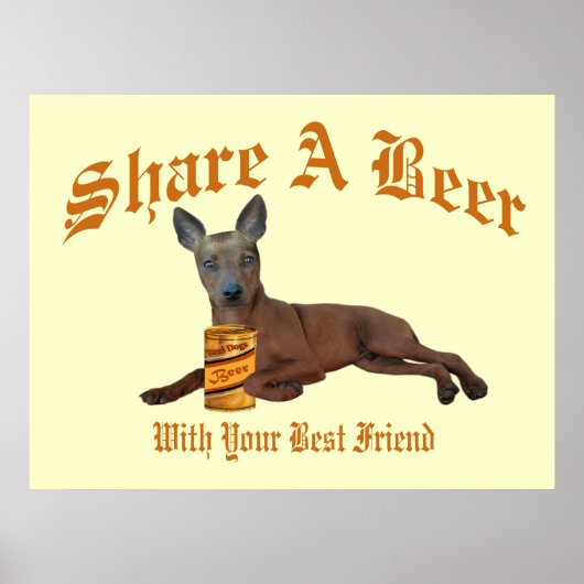 Poster Miniature Pinscher Partager Une Bière (Devant)
