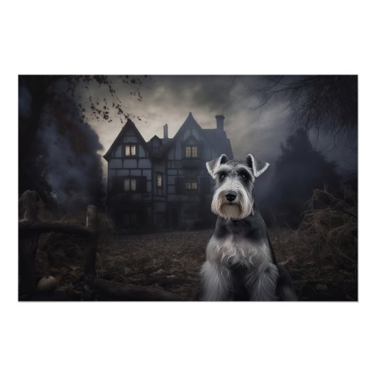 Poster Miniature Schnauzer Halloween Épouvantable (Devant)