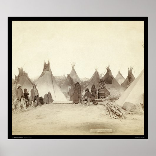 Poster Miniconjou Indian Tipi Camp SD 1891 (Devant)