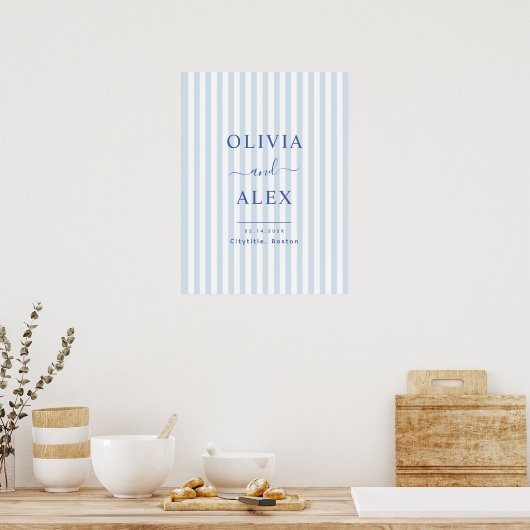 Poster Minimal and Chic Blue French Personalized Wedding (Cuisine)