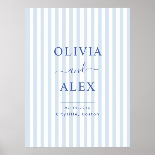 Poster Minimal and Chic Blue French Personalized Wedding (Devant)