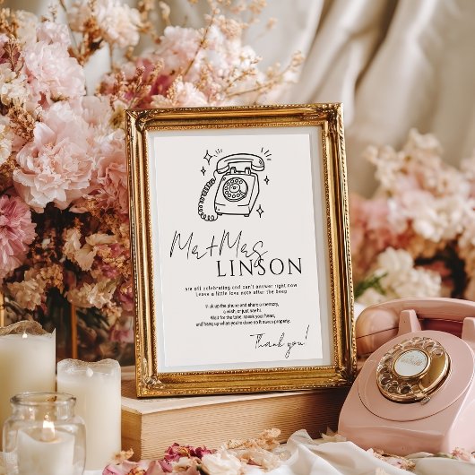 Poster Minimal Black Voicemail Audio Mariage du livre d'o