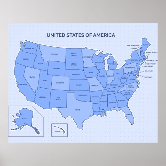 Poster Minimal Blue United States Map Illustration (Devant)