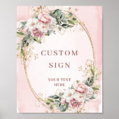 Poster Minimal Bohemian Rose Gold Greenery Custom Sign (Devant)