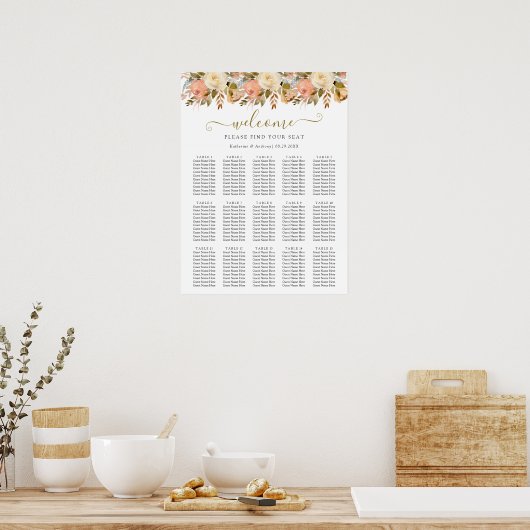 Poster minimal Boho Floral Mariage (Cuisine)