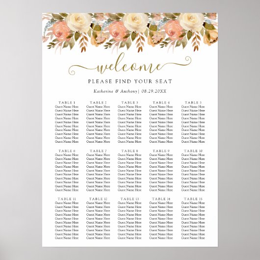 Poster minimal Boho Floral Mariage (Devant)