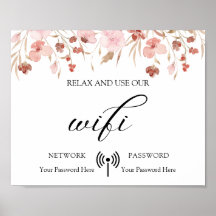 Poster minimal Boho Floral Mariage Wifi