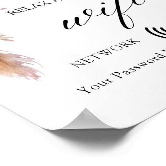 Poster minimal Boho Floral Mariage Wifi (Coin)