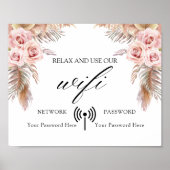 Poster minimal Boho Floral Mariage Wifi (Devant)