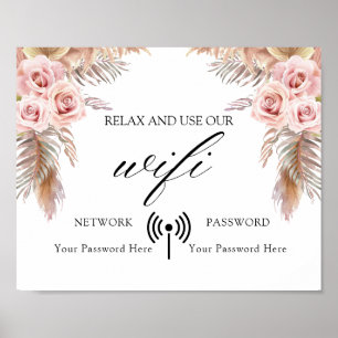 Poster minimal Boho Floral Mariage Wifi