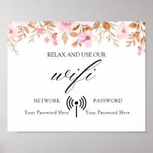 Poster minimal Boho Floral Mariage Wifi