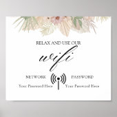 Poster minimal Boho Floral Mariage Wifi (Devant)
