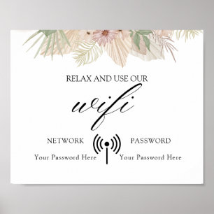 Poster minimal Boho Floral Mariage Wifi