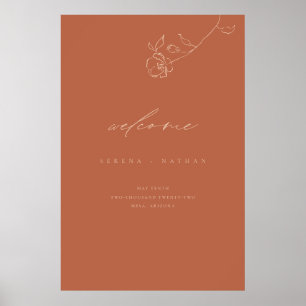 Poster Minimal Delicate Floral Wedding Welcome Sign