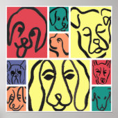 Poster Minimal Dogs Line Art Collage (Devant)