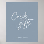 Poster Minimal Dusty Blue Modern Script Cards and Gifts<br><div class="desc">Minimal Dusty Blue Modern Script Cards and Gifts Sign Poster. Can be used for weddings,  bridal showers,  baby showers,  etc.</div>