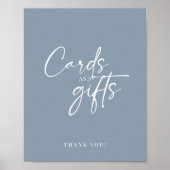 Poster Minimal Dusty Blue Modern Script Cards and Gifts (Devant)