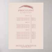 Poster Minimal Elegant Eyebrow Salon Pricelist (Devant)