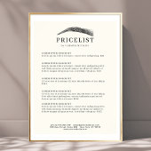 Poster Minimal Elegant Eyebrow Salon Pricelist