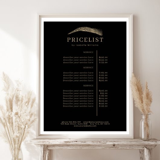 Poster Minimal Elegant Eyebrow Salon Pricelist