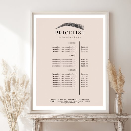 Poster Minimal Elegant Eyebrow Salon Pricelist
