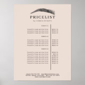 Poster Minimal Elegant Eyebrow Salon Pricelist (Devant)