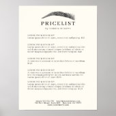 Poster Minimal Elegant Eyebrow Salon Pricelist (Devant)